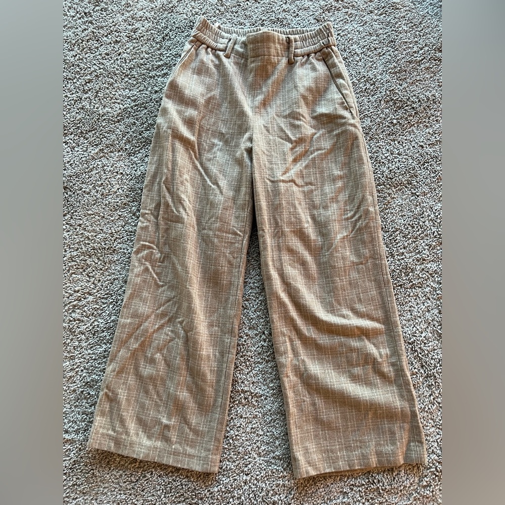 Aritzia Wilfred Pants - cream and white plaid